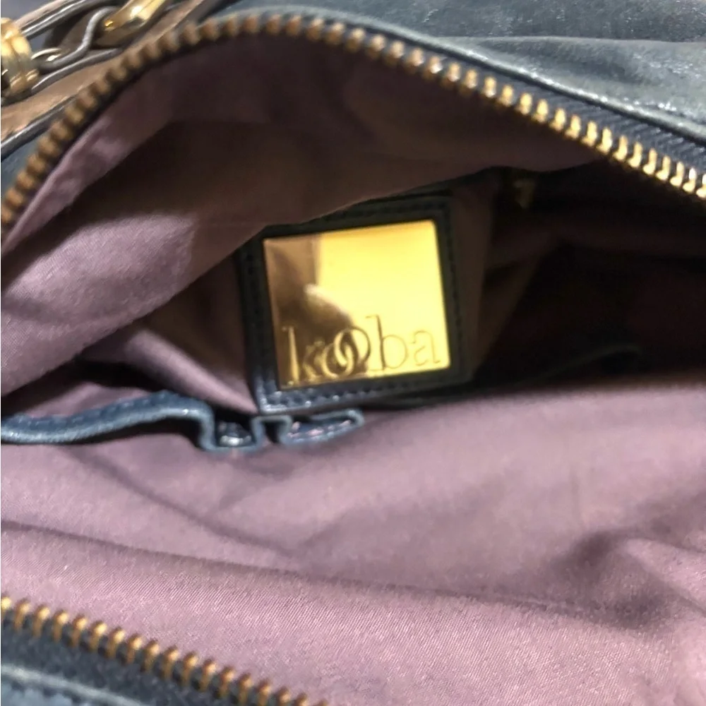 Kooba Stylish Blue and Brown gray shoulder distressed leather Bag